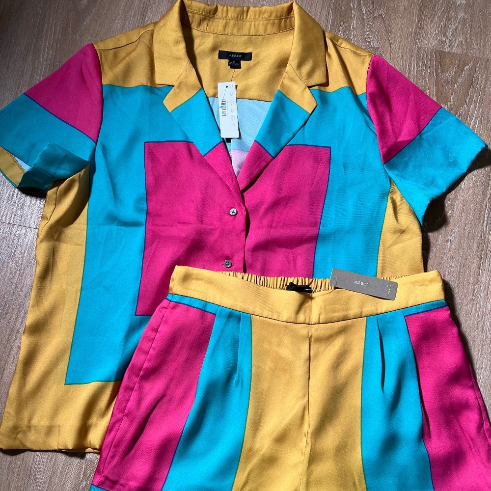J. Crew Button Up Color Block Shirt